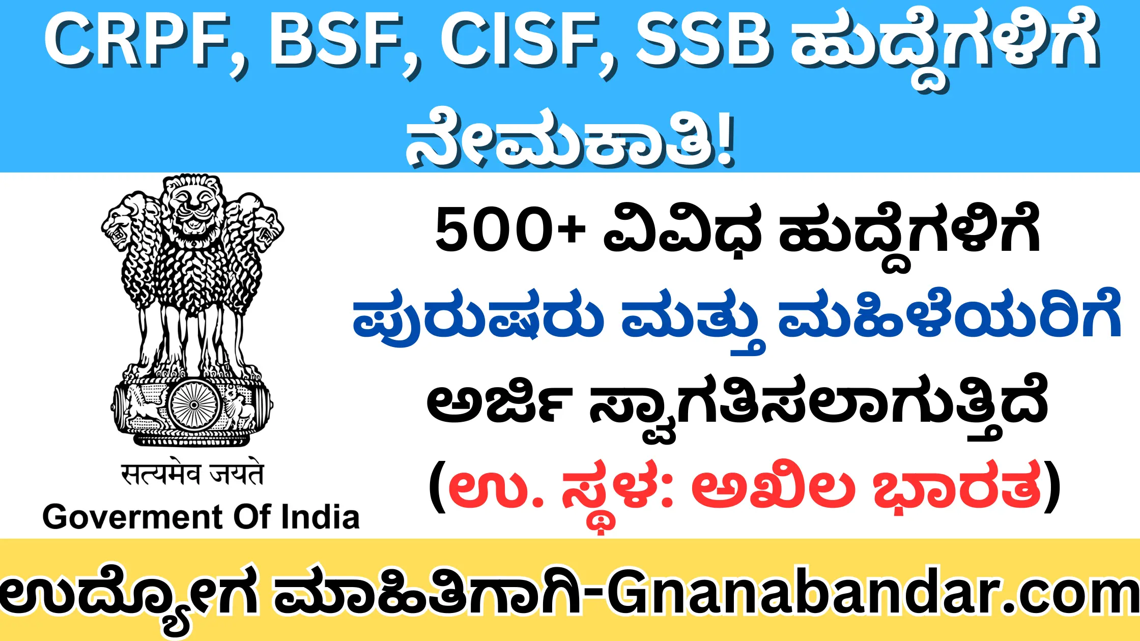 CRPF, BSF, CISF, SSB Recruitment